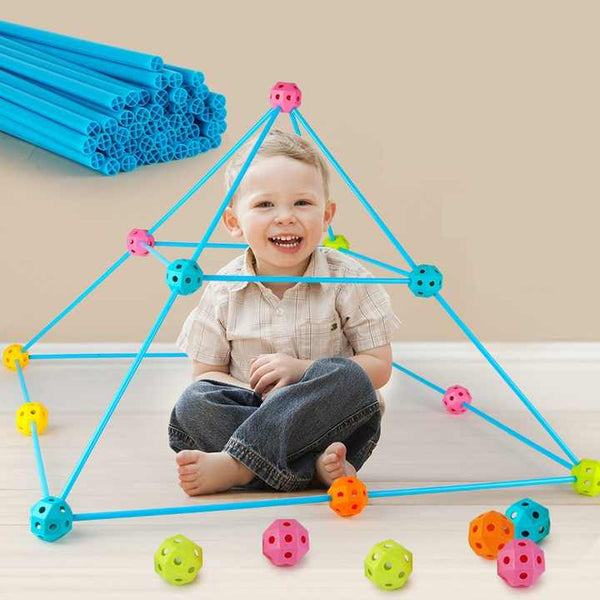 Colorful 3D Pipe Connection Tent – 68 Pieces